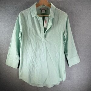 Vineyard Vines Cooperstown Stripe‎ Tunic XS Lucaya Woven Green Linen Blend Shirt